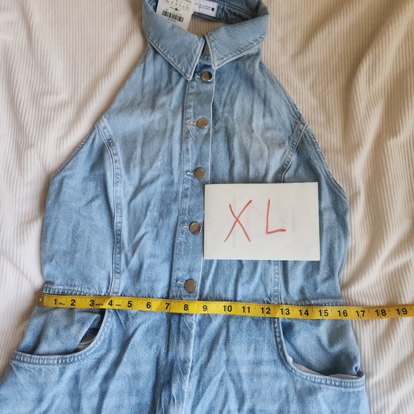 Zara Z1975 HALTER NECK DENIM JUMPSUIT light blue BNWT - Picture 10 of 16